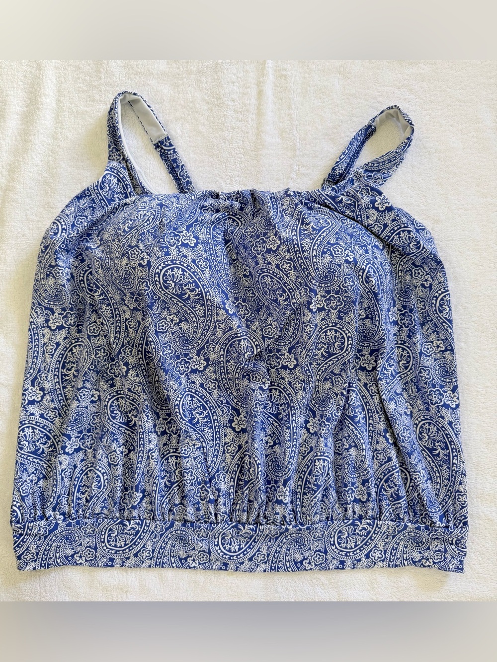 18W Lands' End Electric Blue and white Paisley Tankini